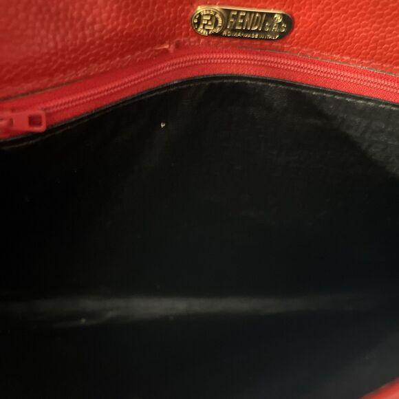 Fendi Vintage Red Leather Large Envelope Clutch bag - Picture 9 of 11